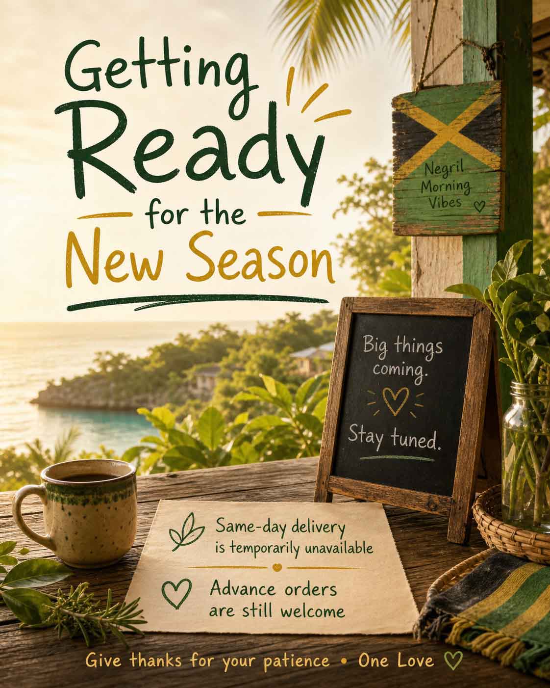 Getting Ready for the new season. No same day orders for now please.