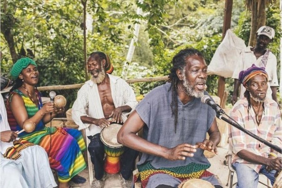 Rastafari Culture, Negril Dispensary, best weed in negril, image of rastas drumming