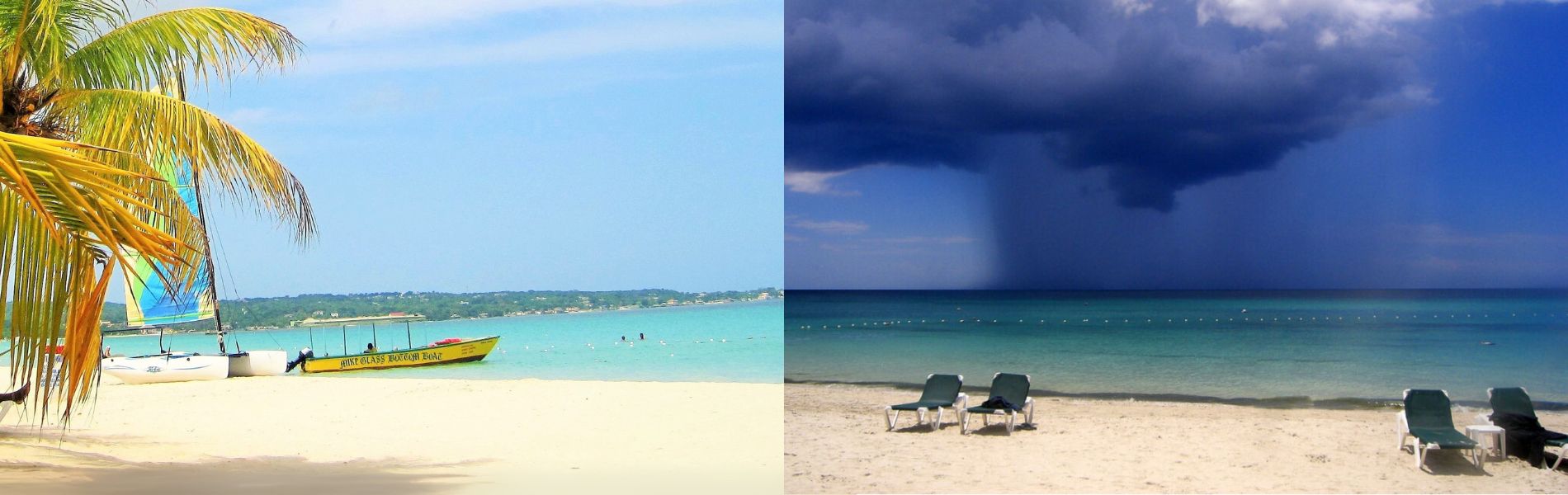 Jamaica Weather, Negril Weather Forecast, Weed Delivery in Jamaica Image of Rainy and Sunny Beach Split