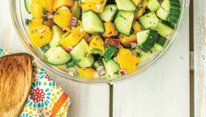 Ganja Oil, Best Cannabis Delivery in Negril, Image of Mango Cucumber Salad