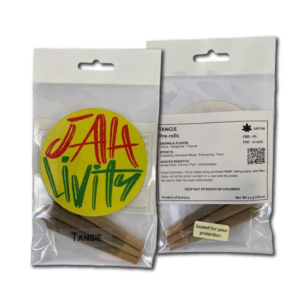 Jah livity Pre-Rolls in the package. - cannabis delivery at blue skies negril, dispensary near me, online cannabis dispensary in Jamaica